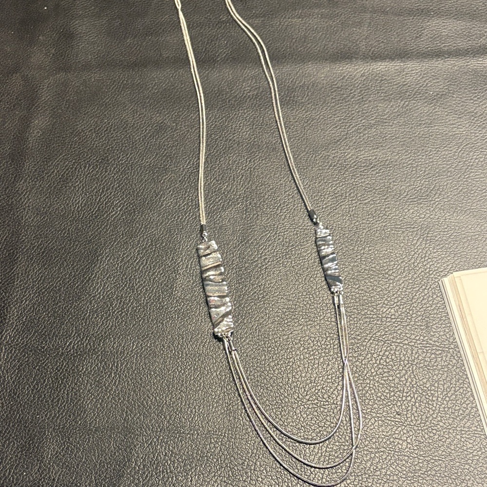 Chloe + Isabel Sculpted Metal Long Layred Necklace